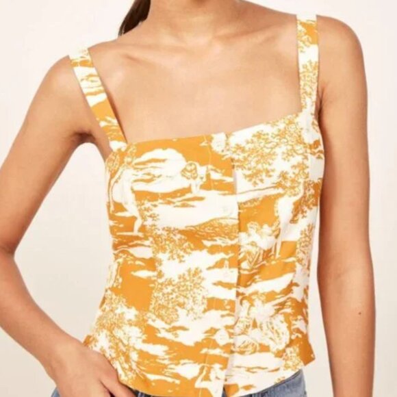 Reformation Yara Top - Naked Lunch Print Size L Large - Picture 3 of 11